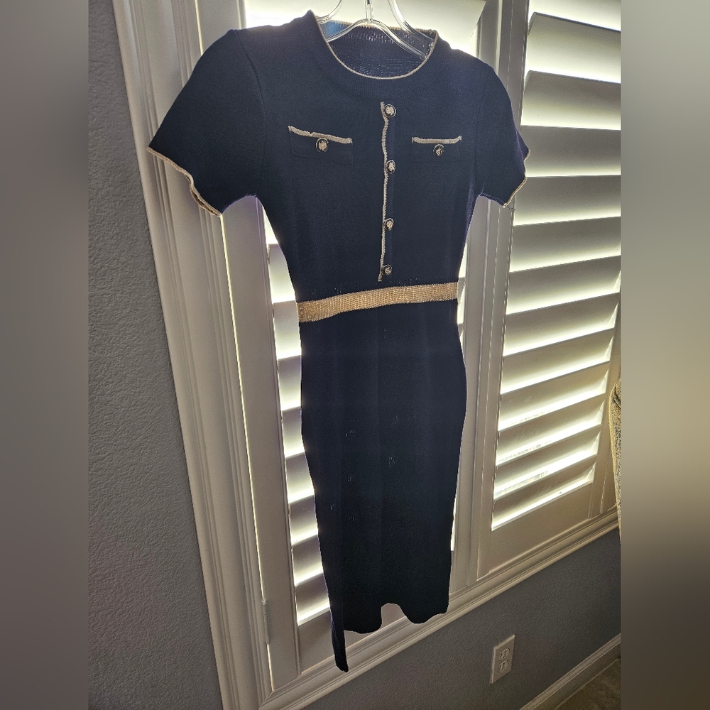 Blue and Gold Women's size small medium Dress - Picture 4 of 7